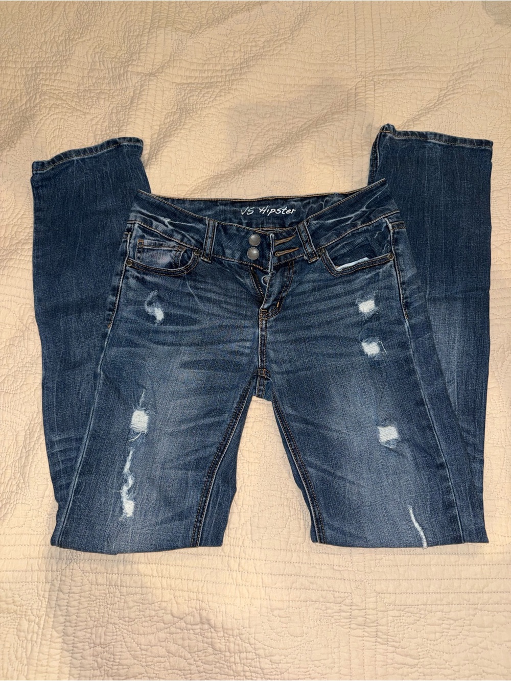 VS Distressed Dark Wash Women's Jeans - Blue